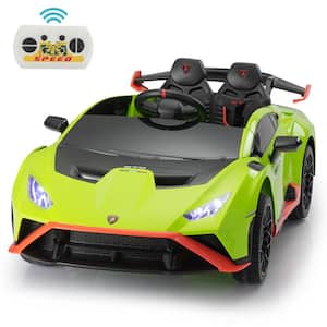 12-Volt Licensed Lamborghini Kids Ride On Car With Remote Control Electric Kids Drift Car Toy in Green