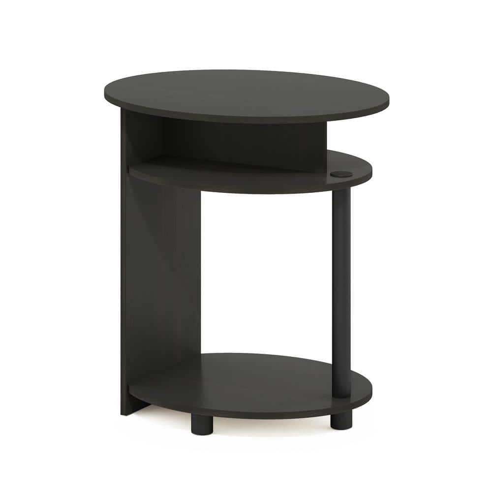 Walnut Round Multifunction Pedestal End Table