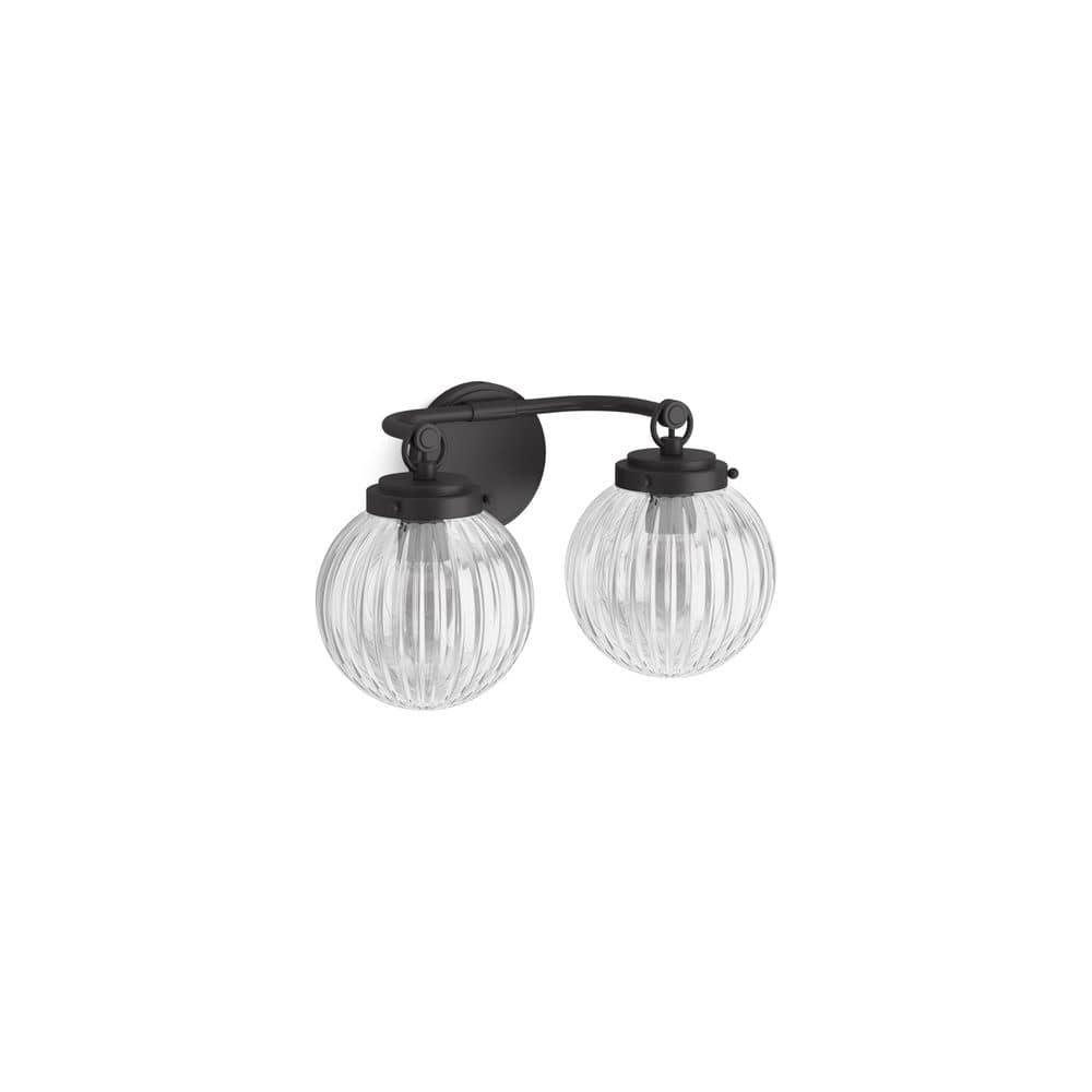Matte Black Two-Light Glass Globe Sconce
