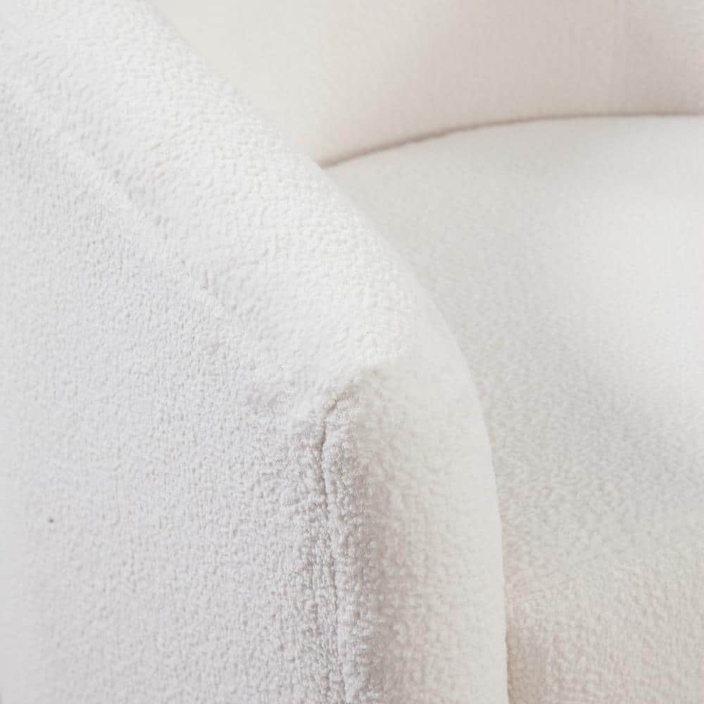 Ivory Velvet Barrel Swivel Accent Chair with Flared Arms