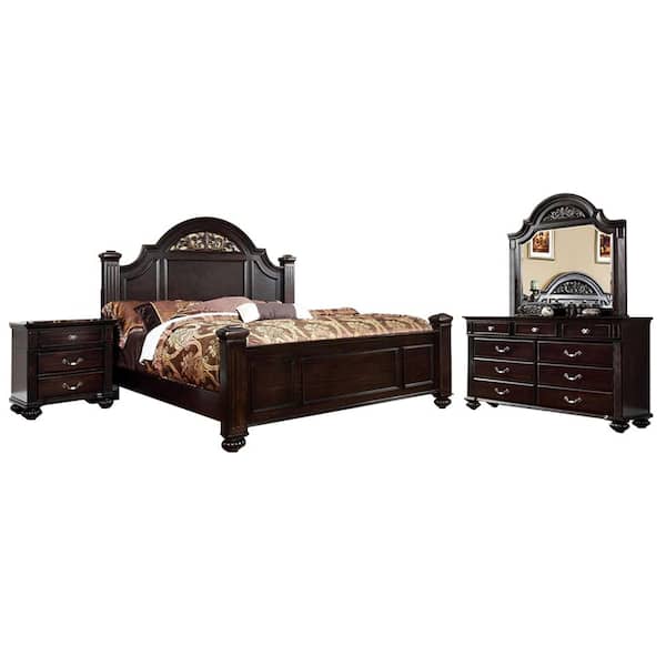 Syracuse Dark Walnut 4-Piece Queen Bed