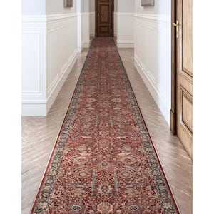 Red 2 ft. 7 in. x 24 ft. 9 in. Asha Liana Vintage Persian Oriental Runner Area Rug