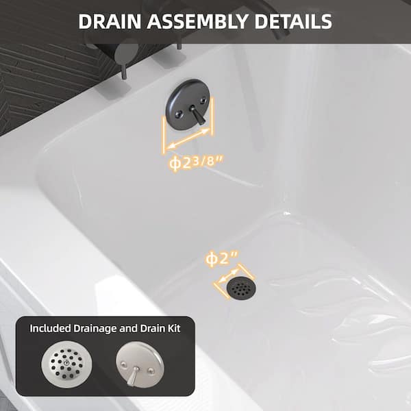 SnowAprn 60 in. x 32 in. Apron Front Skirted Soaking Bathtub with Left Drain Hole Rectangular Alcove Bathtub in White