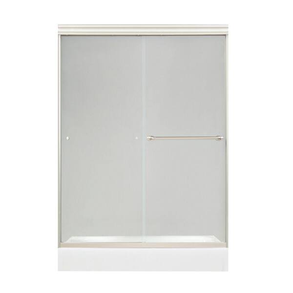 MAAX Filgree 47-1/2 in. x 71 in. Frameless Sliding Shower Door in Satin Nickel with 6MM Clear Glass-DISCONTINUED