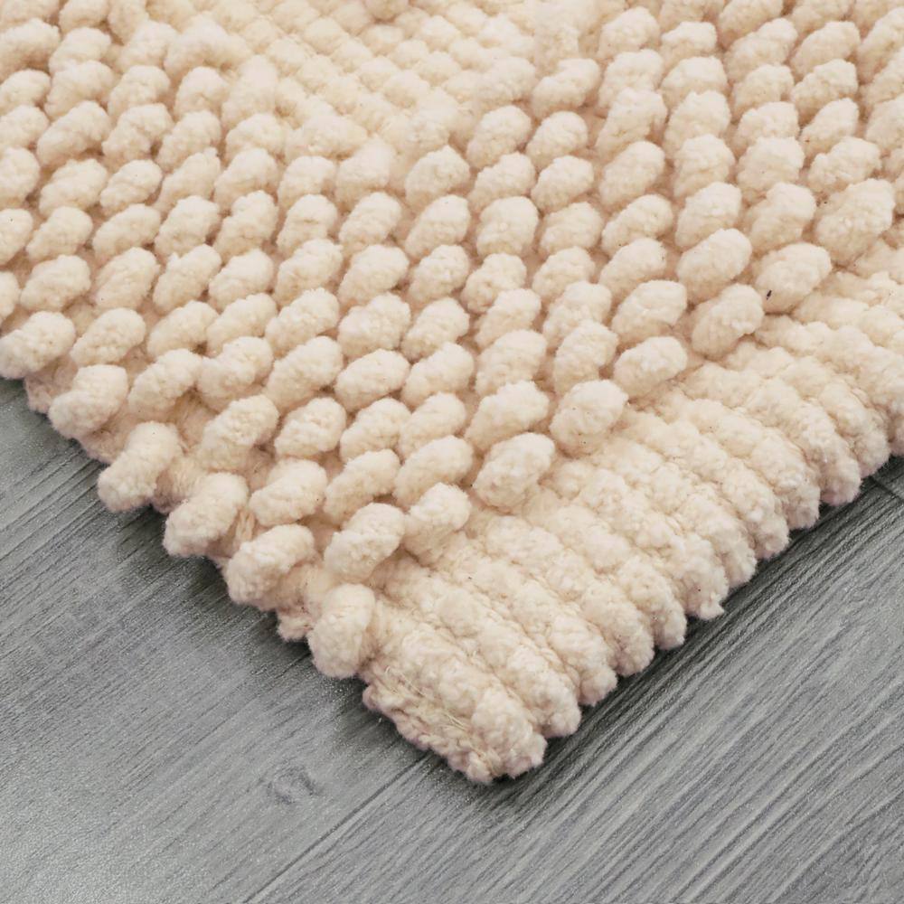 Ivory Cotton Chenille Non-Slip Bath Mat Set 20" x 32"
