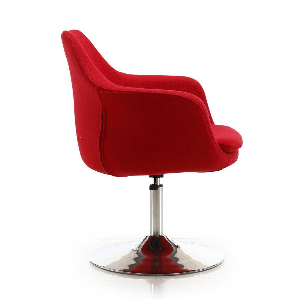 Kinsey Red Wool Blend Low-Profile Swivel Accent Chair