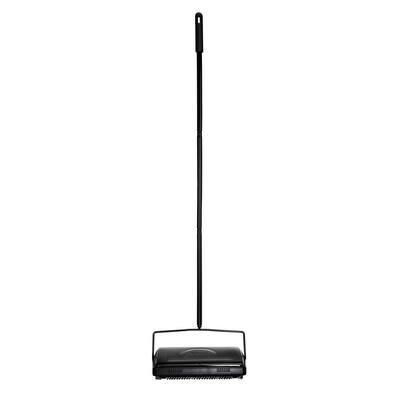 Manual Triple Brush Floor and Carpet Sweeper in Black