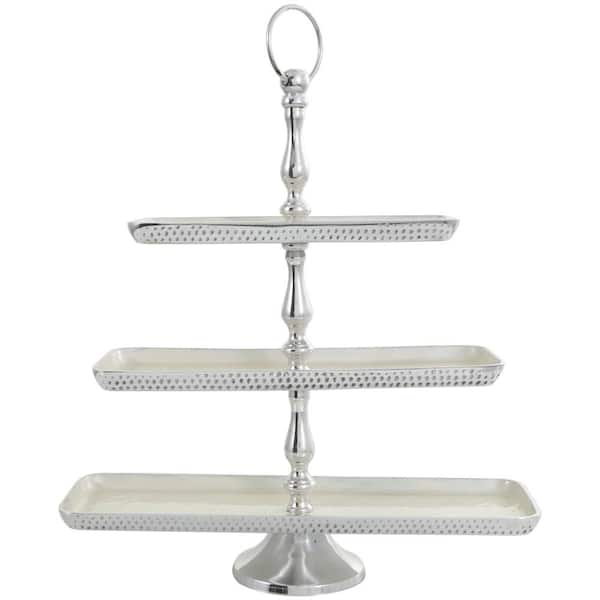 3-Tier Silver Aluminum Decorative Cake Stand
