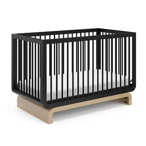 Santorini Black with Driftwood 5-in-1 Convertible Crib with Toddler Guardrail