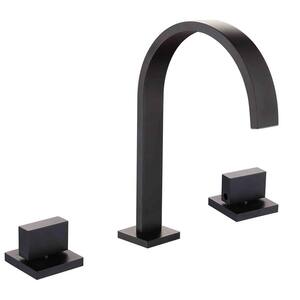 8 in. Widespread Double Handle Low Arc Bathroom Faucet in Matte Black