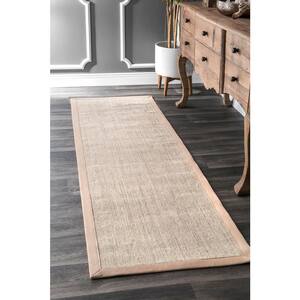 Maryjo Bordered Sisal Jute Beige 3 ft. x 8 ft. Runner