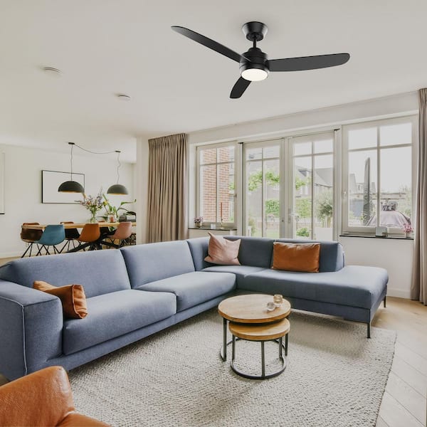 Joy 54 in. Integrated LED Matte Black Ceiling Fan with Adjustable Color Temperature and Night Light with Remote Control