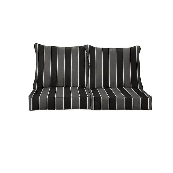 SORRA HOME 27 in. x 30 in. SunbrellaDeep Seating Indoor/Outdoor Loveseat Cushion in Peyton Granite