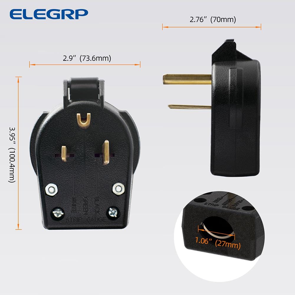 Heavy Duty Black PVC Tamper Resistant Single Outlet Plug