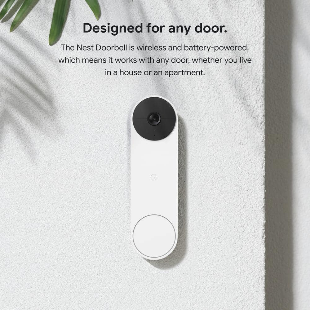 Google Nest Doorbell (Battery) - Smart Wi-Fi Video Doorbell Camera - Snow