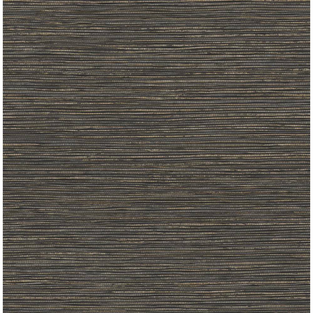 Black Vinyl Grasscloth Peel and Stick Wallpaper Roll