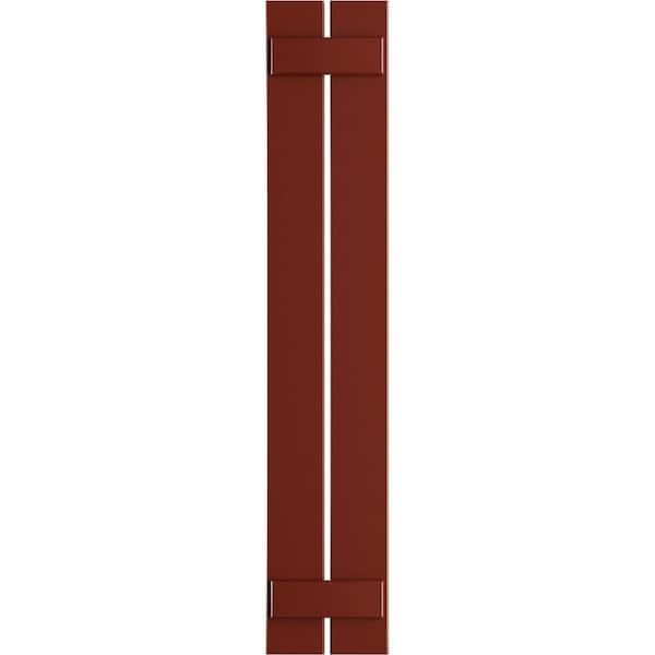 Ekena Millwork 11-1/4 in. x 78 in. True Fit PVC 2 Board Spaced Board and Batten Shutters Pair in Pepper Red