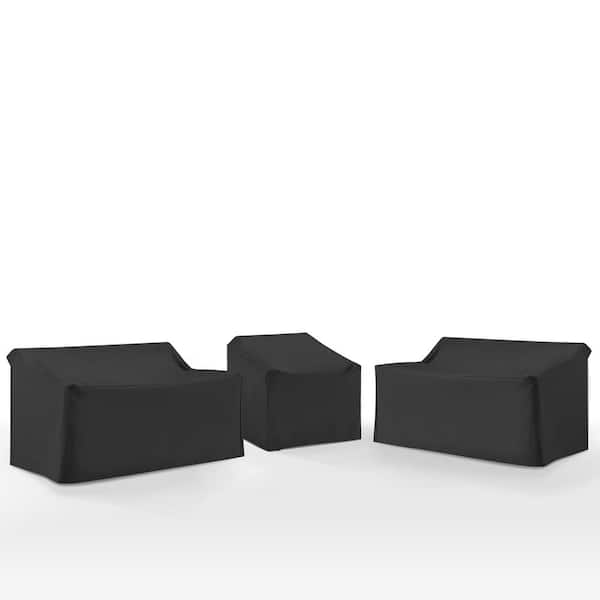 CROSLEY FURNITURE 3-Piece Black Outdoor Sectional Furniture Cover Set