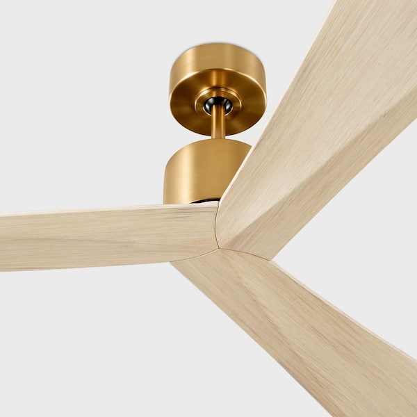 Generation Lighting - Fan Adler 52 in. Burnished Brass Modern Downrod Mount Standard Ceiling Fan with Remote and Washed White Oak Blades