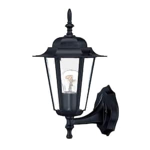 Camelot Collection 1-Light Matte Black Outdoor Wall Lantern Sconce