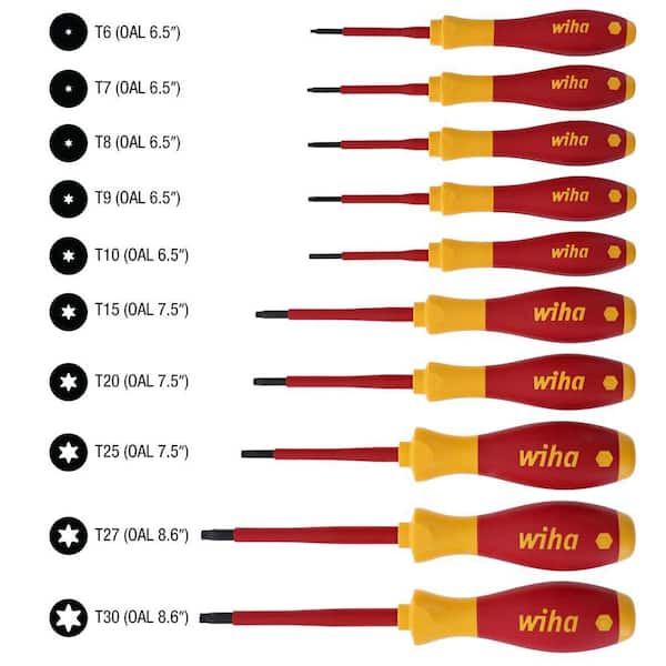 Wiha 1000-Volt Insulated SoftFinish Torx Screwdriver Set-T6-T30