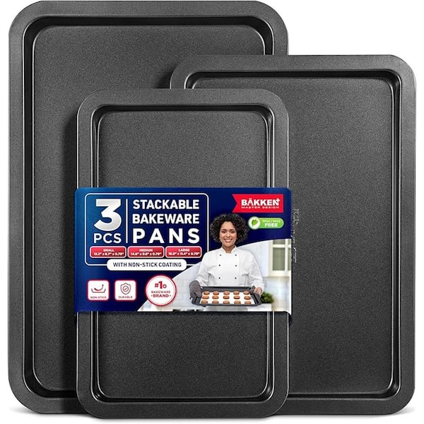 3 Piece Set Carbon Steel Bakeware Set - Black
