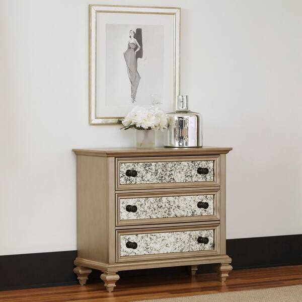 HOMESTYLES Visions 3-Drawer Silver Gold Champagne Finish Chest
