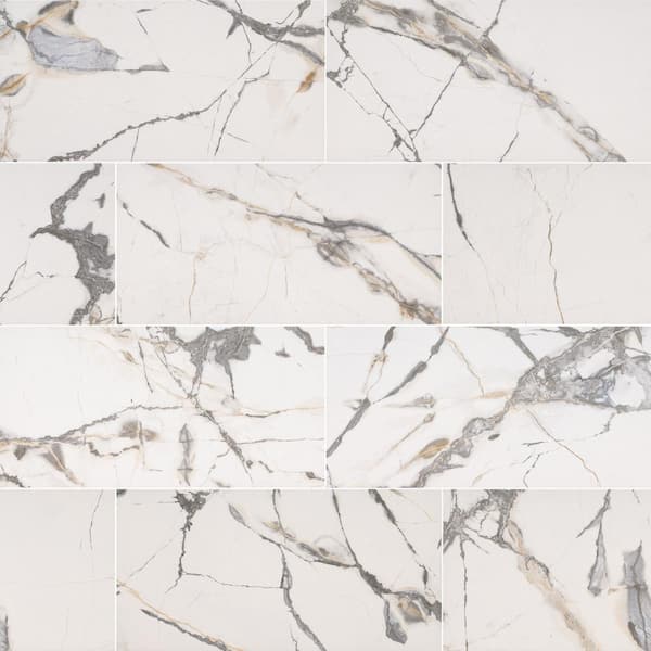 Photo 1 of *heavy item**Avalon 12 in. x 24 in. Matte Porcelain Marble Look Floor and Wall Tile (16 sq. ft./Case)