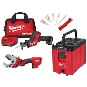 PACKOUT 10 in. Compact Tool Box W/ M12 FUEL HACKZALL Reciprocating Saw Kit & M12 PVC Pipe Shear