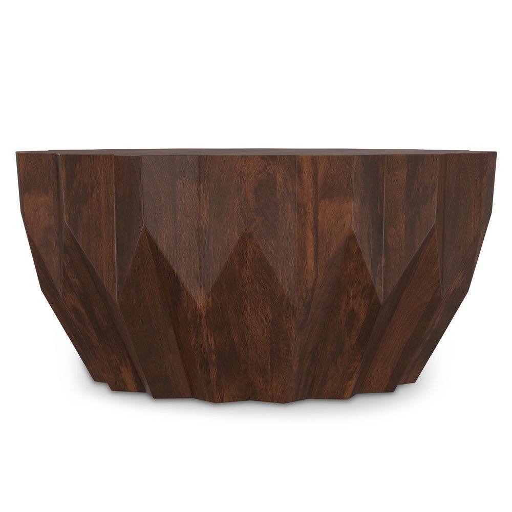 Turnbull Round Walnut Mango Wood Geometric Coffee Table