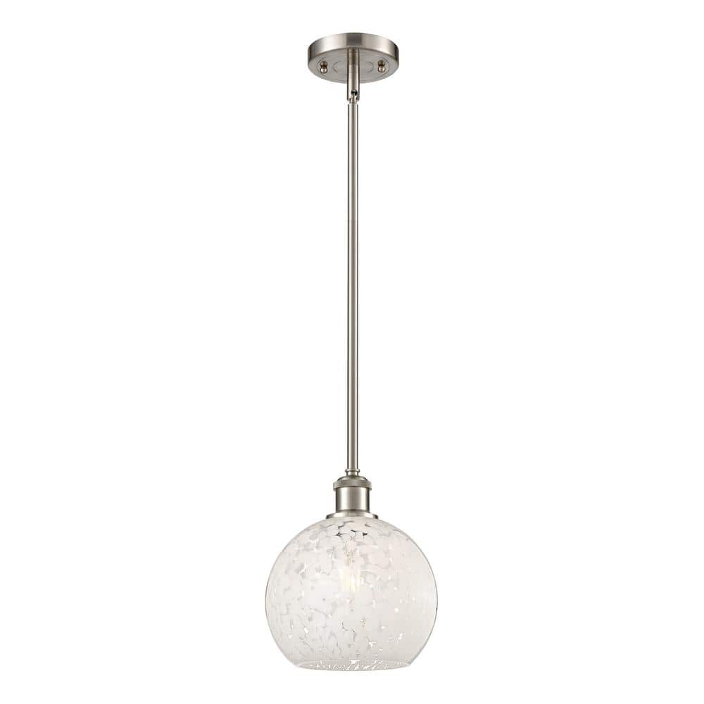 White Mouchette 100-Watt 1-Light Brushed Satin Nickel Standard Mini Pendant Light with Painted Glass Shade price history on PriceWatchPro