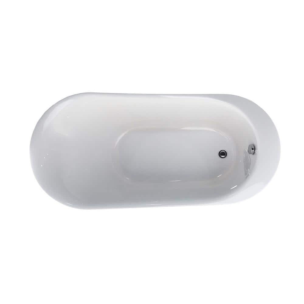 Vanity Art 70" White Acrylic Freestanding Soaking Bathtub
