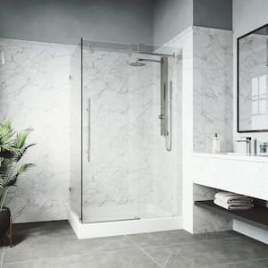 Elan E-Class 36 in. L x 48 in. W x 82 in. H Frameless Sliding Rectangle Shower Enclosure Kit in Chrome with Clear Glass