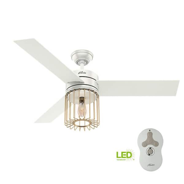 Hunter Ronan 52 In Led Indoor Fresh White Ceiling Fan With Remote Control And Light 59238 The Home Depot - Ronan Ceiling Fan With Light