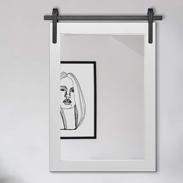 PAIHOME 24 in. W x 36 in. H Large Square Mirrors Wood Framed Mirrors