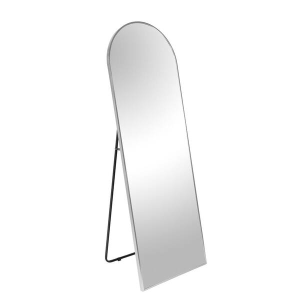 20 in. W x 63 in. H inch Metal Arch Stand Full Length Mirror in Silver
