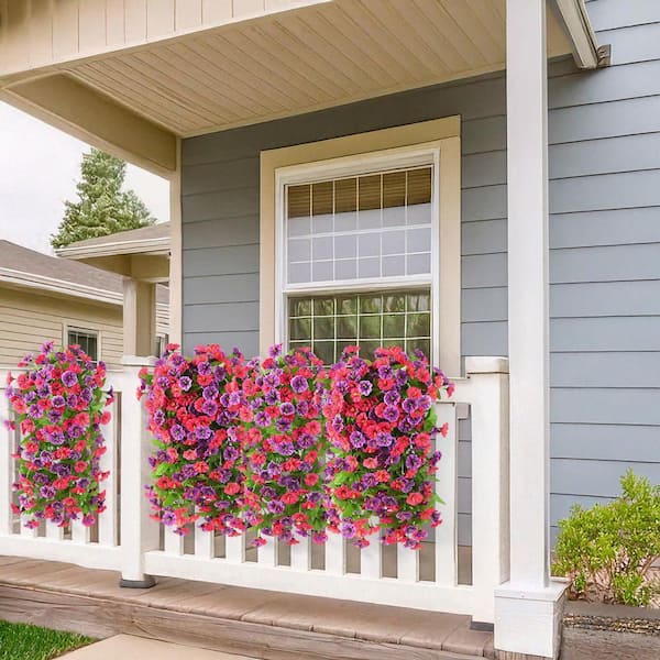 18.9 in. Multi-Colored Outdoor Artificial Hanging Orchid Flower
