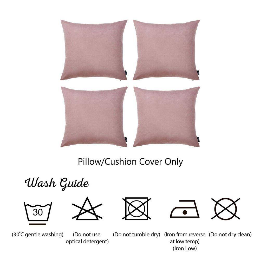 Light Pink Polyester Euro Square Pillow Covers Set of 4