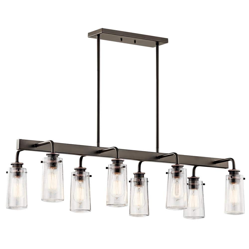 Braelyn Classic Pewter 42" Wide 8-Light Chandelier with Clear Seeded Glass