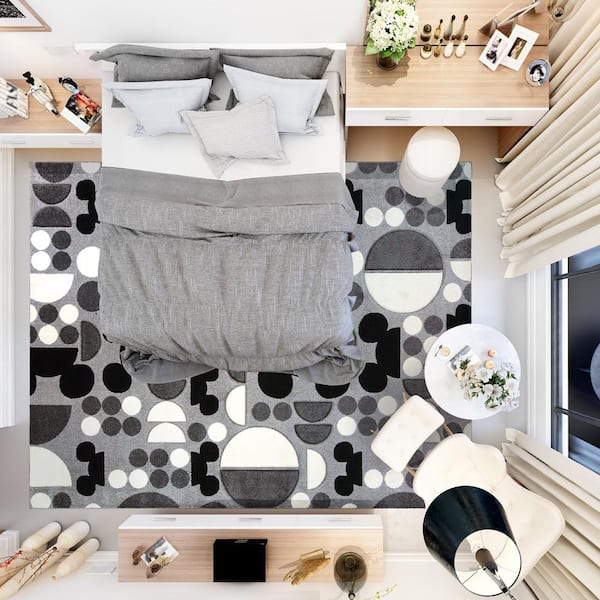 Mickey Mouse Bravo Spheres Gray/Black 5 ft. x 7 ft. Geometric Indoor Area Rug