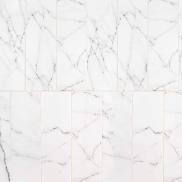 Jeffrey Court Glossy Carrara White 4 in. x 12 in. Subway Gloss Ceramic Wall Tile (9.687 sq. ft./Case)