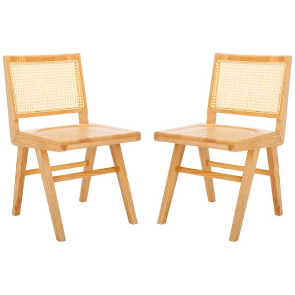SAFAVIEH Hattie Natural 20.1 in. Rattan Dining Chair Set of 2