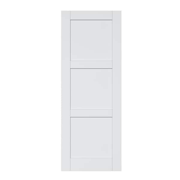 30 in. x 80 in. 3-Lite Paneled Blank Solid Core Composite Manufacture Wood White Primed Interior Door Slab