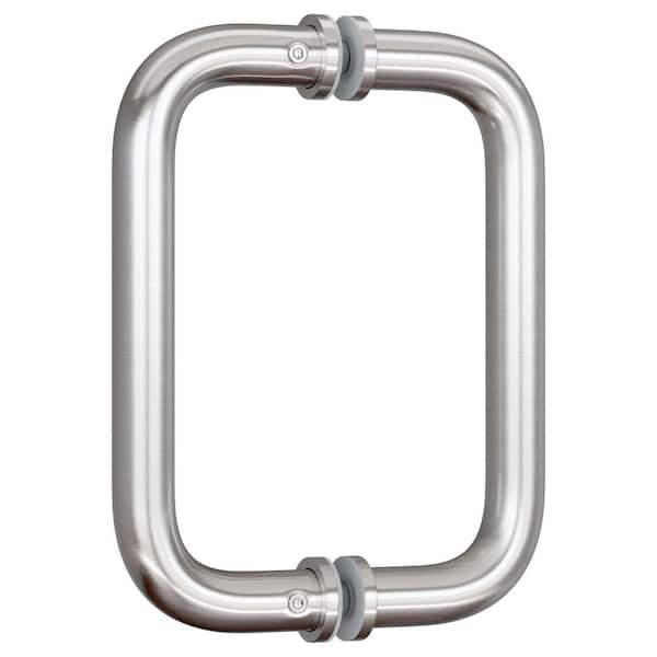 6 in. Shower Door Handle in Brushed Nickel for Glass and Wooden Doors Tubular Pull with Metal Washers (1-Pair)