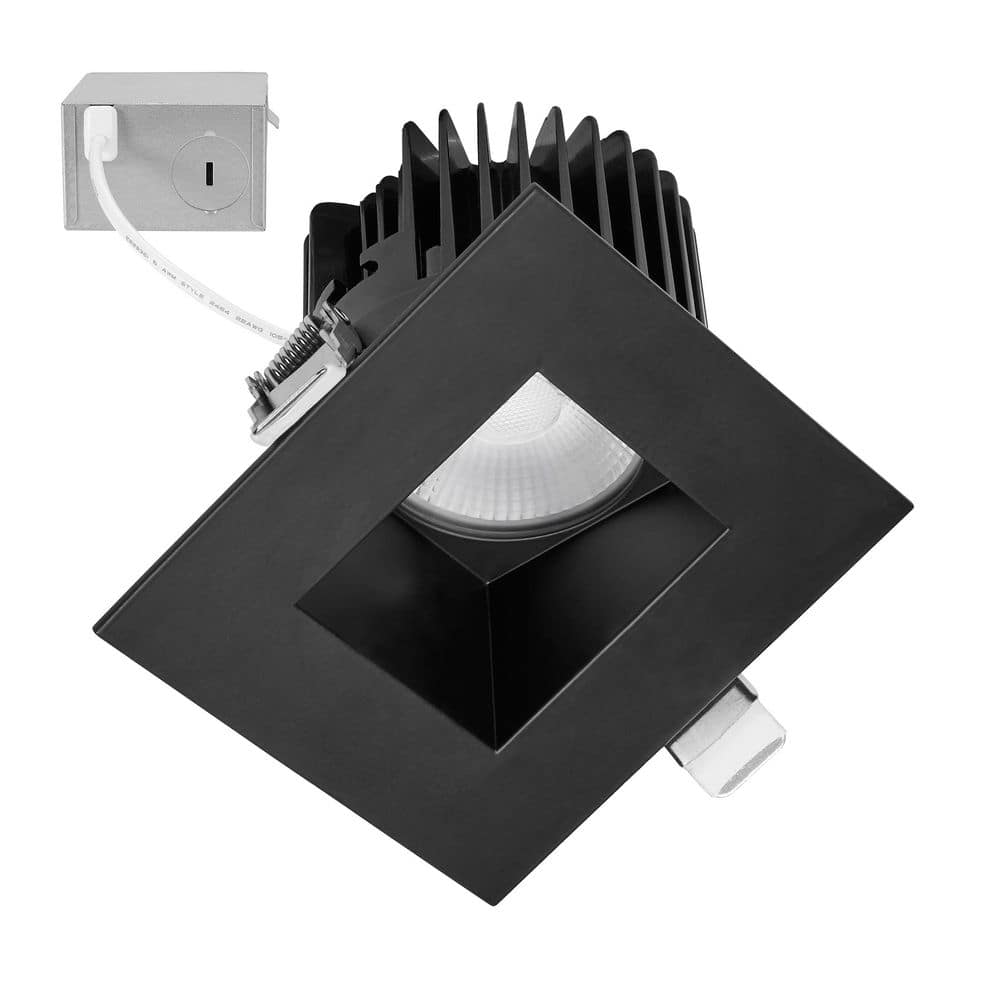 4 in. Slim Square Sloped Recessed Anti-Glare LED Downlight, Black Trim, Canless IC Rated, 900 Lumens, 5 CCT 2700K-5000K price history on PriceWatchPro
