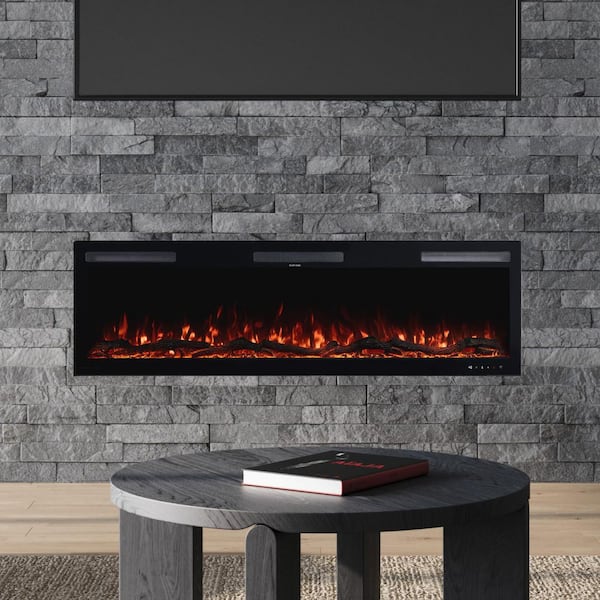 Vibrance 60 in. Wall-Mounted Smart Electric Fireplace Heater with Multi-Color Flames, Remote, 5000 BTU, Wi-Fi