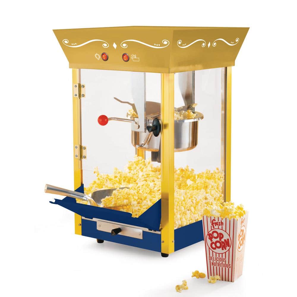 Navy and Gold Vintage Popcorn Cart with 8-Ounce Kettle