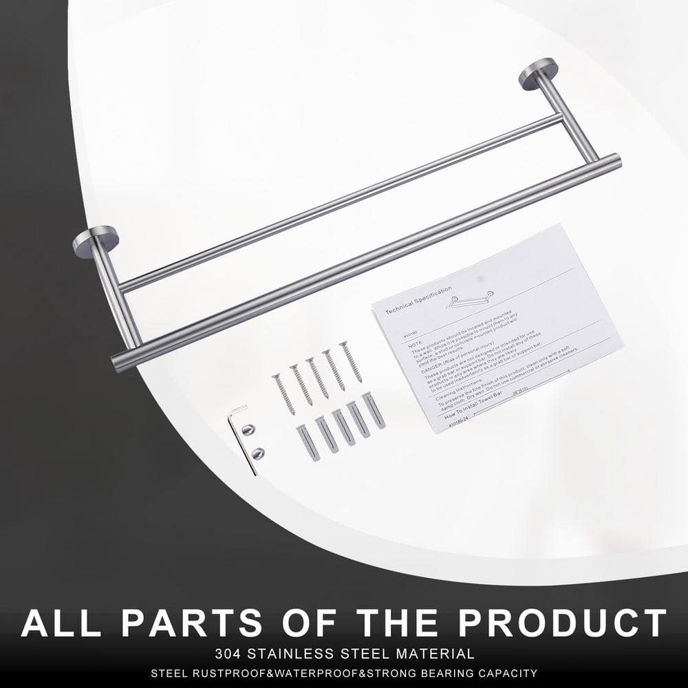 Brushed Nickel 24" Double Towel Bar Wall Mount