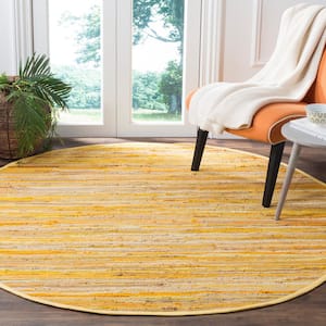 Rag Rug Yellow/Multi 4 ft. x 4 ft. Round Striped Area Rug