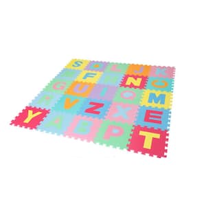 12 in. x 12 in. x 0.4 in. Multi-Colored Letter Type EVA Interlocking Foam Floor Mat 26 sq ft. (26-Tiles Per Case)